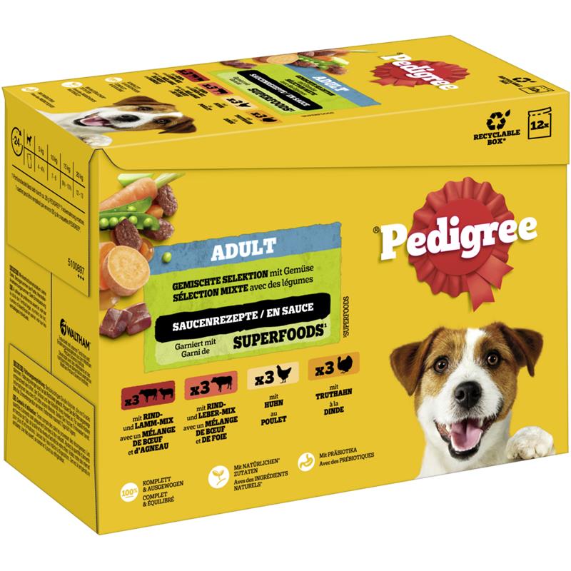 Pedigree Multipack PB Gemischte Selektion mit Gemüse in Sauce 4 Varietäten 12x100g