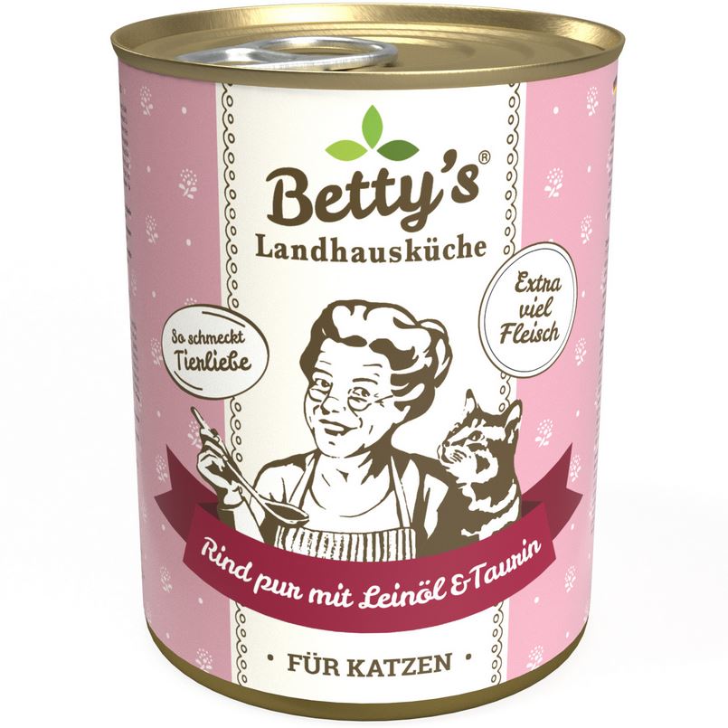 Bettys Landhausküche Katze Dose Rind pur mit Leinöl 400 g