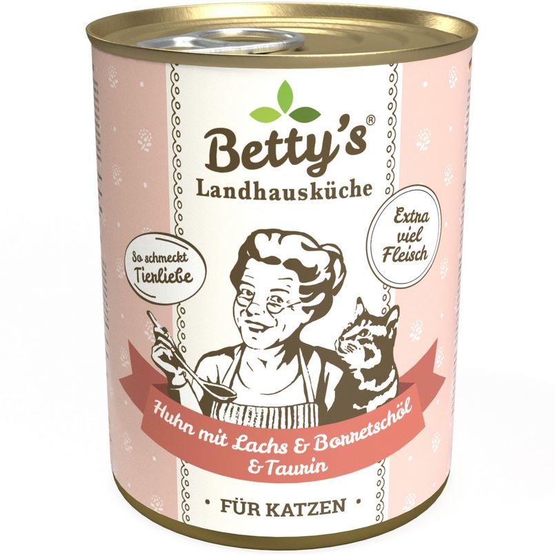 Bettys Landhausküche Katze Dose Huhn mit Lachs & Borretschöl 400 g