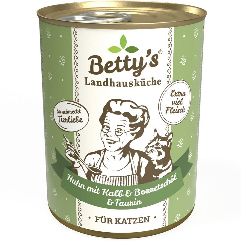 Bettys Landhausküche Katze Dose Huhn mit Kalb & Borretschöl 400g