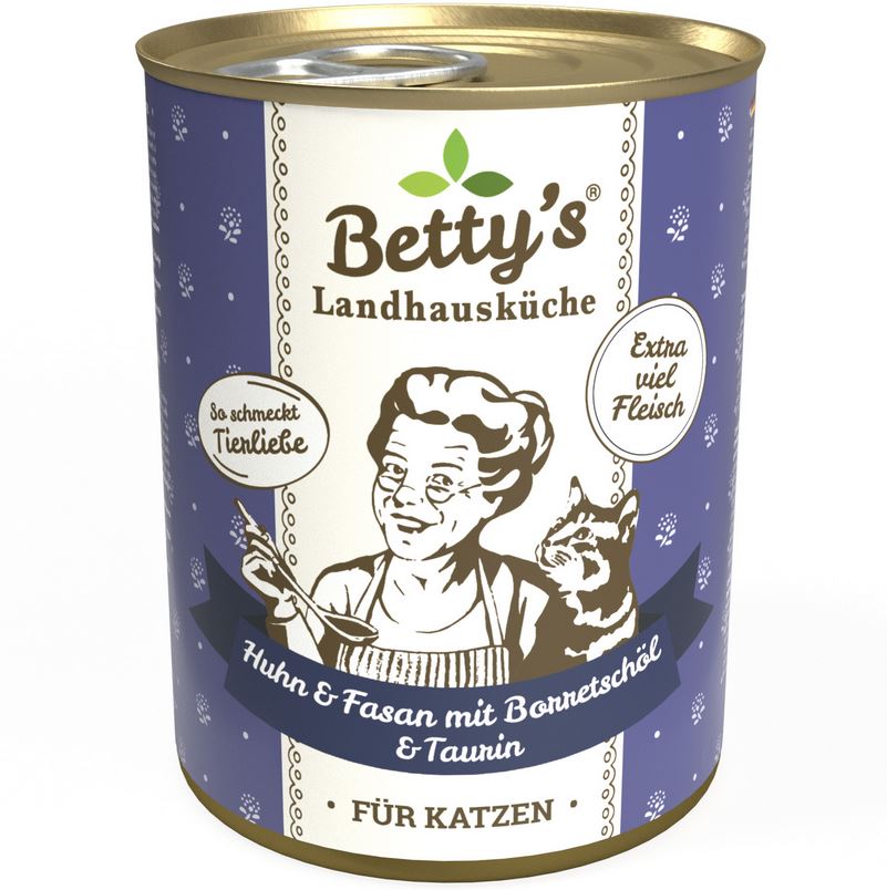 Bettys Landhausküche Katze Dose Huhn & Fasan mit Borretschöl 400g