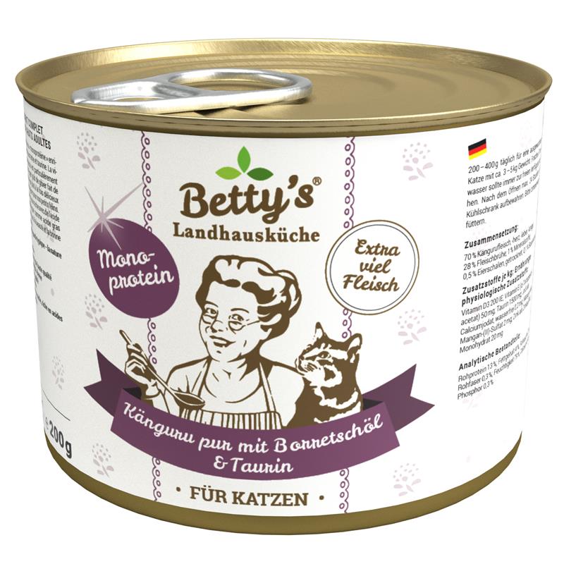 Bettys Landhausküche Katze Dose Känguru pur 200g