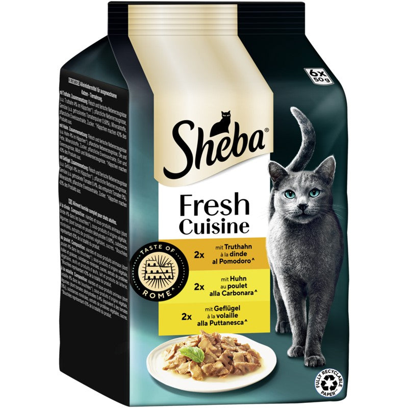 Sheba P.B. MP Fresh Cuisine Taste of Rome Truthahn, Huhn & Geflügel in Sauce 6x50g