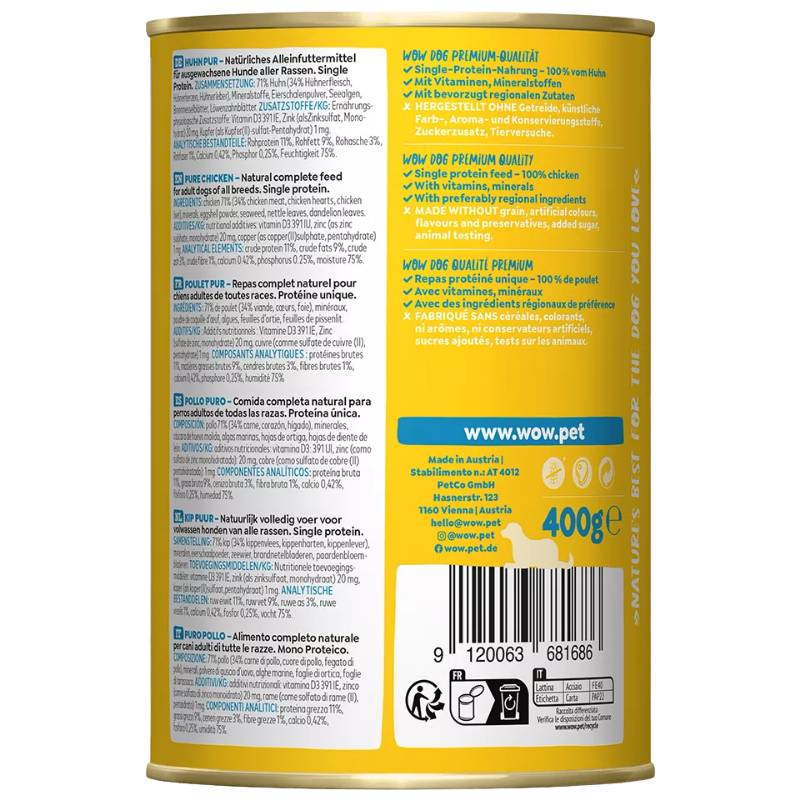 Wow Dog Dose Adult Pur Huhn 400g