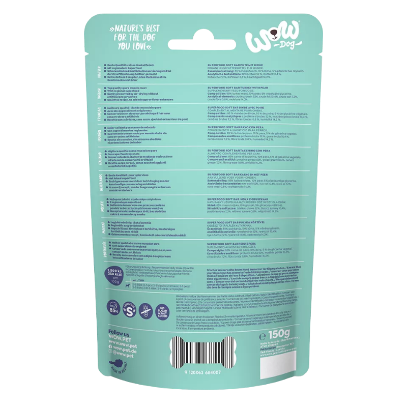 Wow Dog Superfood Soft Bar Pute 150 g
