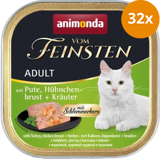 animonda Vom Feinsten mit Schlemmerkern Pute, Hühnchenbrust & Kräuter 100 g