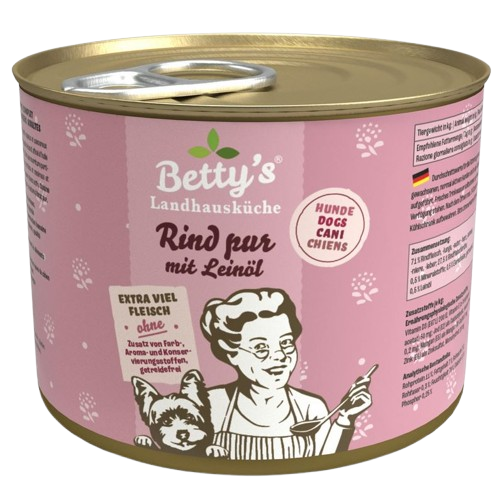 Bettys Landhausküche Hund Dose Rind pur mit Leinöl 200 g
