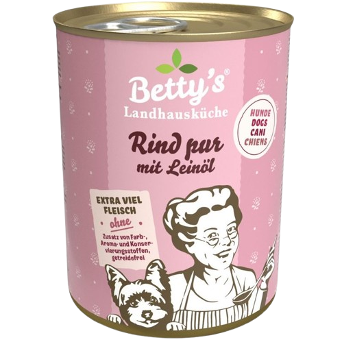 Bettys Landhausküche Hund Dose Rind pur mit Leinöl 400 g