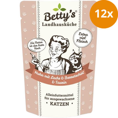 Bettys Landhausküche Katze FB Huhn & Lachs mit Borretschöl 100 g
