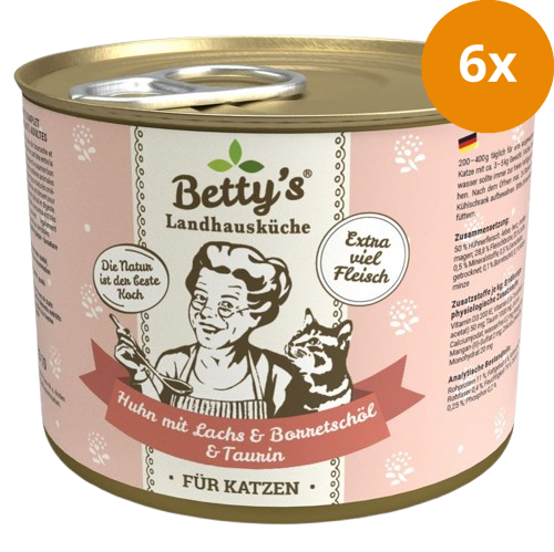 Bettys Landhausküche Katze Dose Huhn mit Lachs & Borretschöl 200 g
