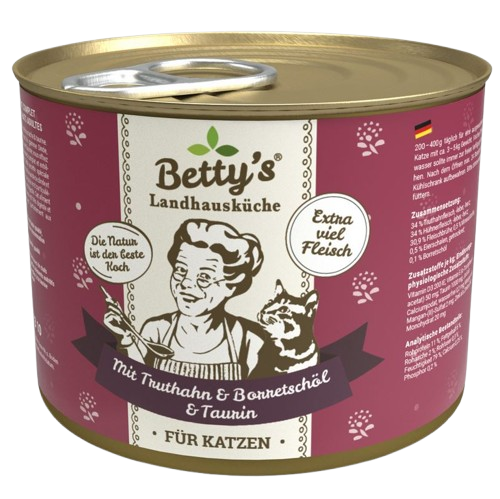 Bettys Landhausküche Katze Dose Truthahn & Borretschöl 200 g