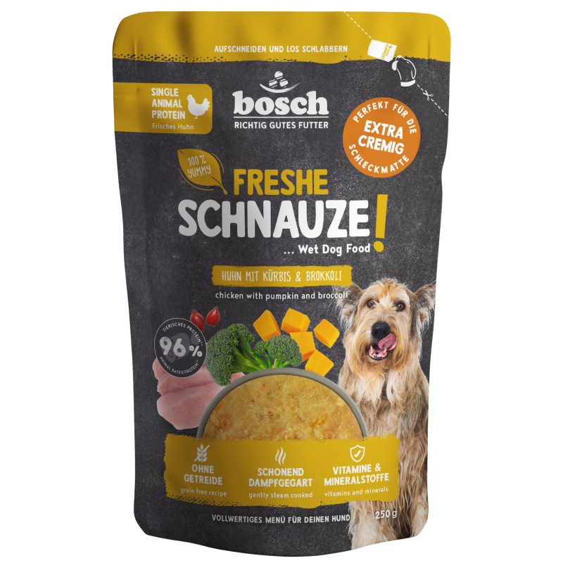 Bosch Freshe Schnauze Nassfutter – Pute Mit Quinoa & Spinat, 8 X 250 G, Schonend Dampfgegart, Ohne Getreide