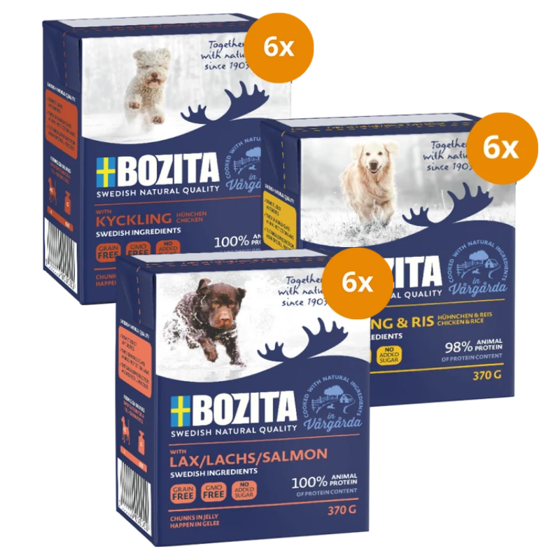 Bozita Dog Happen in Gelee 370 g - Mix Sparpaket