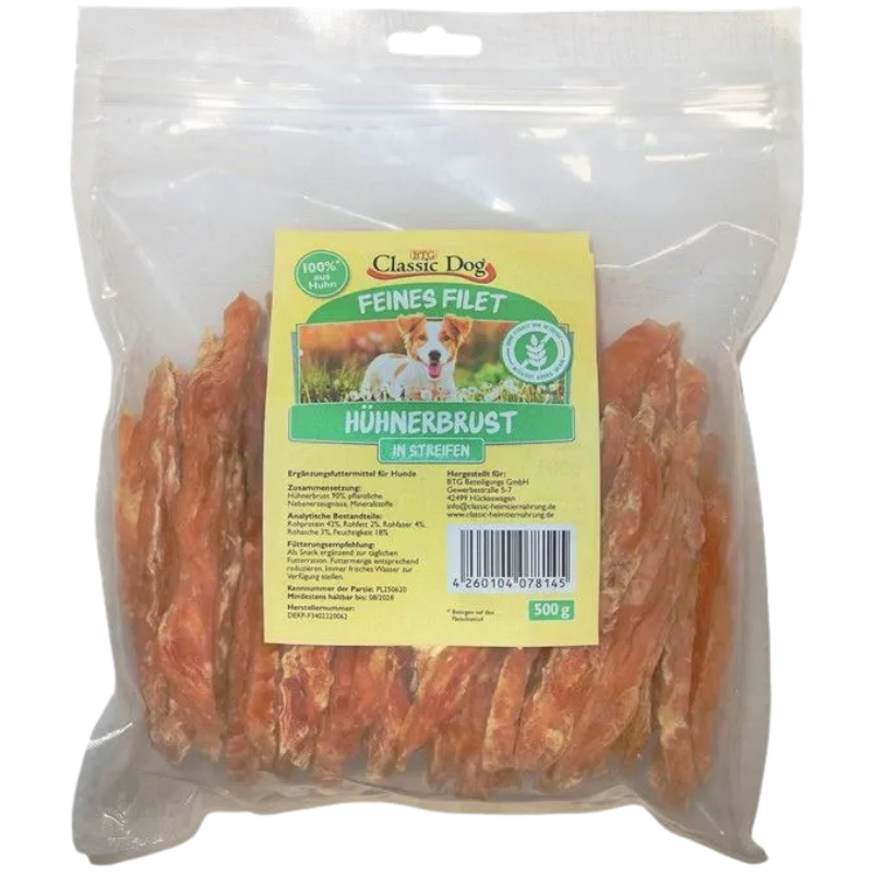 BTG Classic Dog Feines Filet Hühnerbruststreifen 500 g