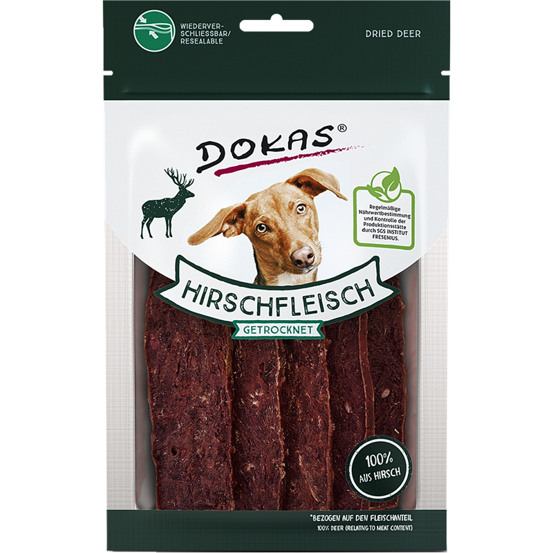 DOKAS Hirschfleisch getrocknet 60 g | Hundesnack