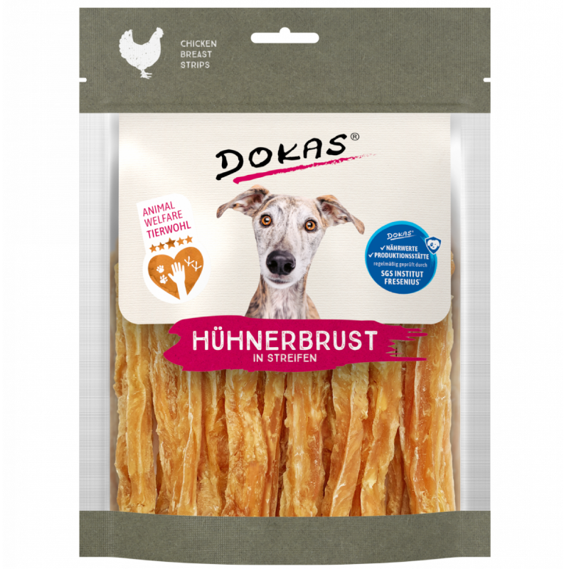 DOKAS Hühnerbrust in Streifen 170 g | Hundesnack