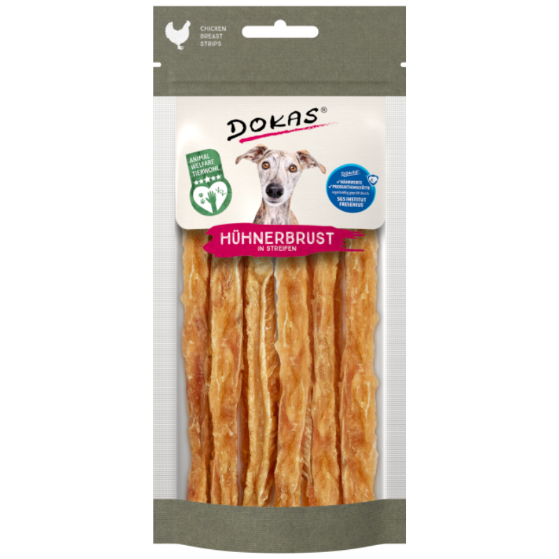 DOKAS Hühnerbrust in Streifen 50 g | Hundesnack