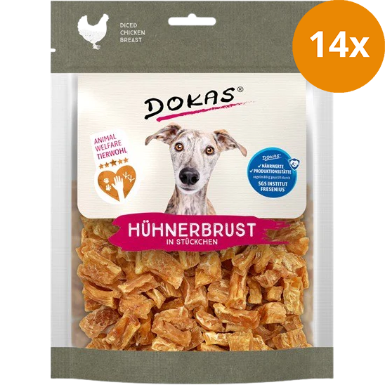 DOKAS Hühnerbrust in Stücken 170 g | Hundesnack