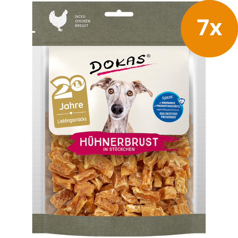 DOKAS Hühnerbrust in Stücken 170 g | Hundesnack