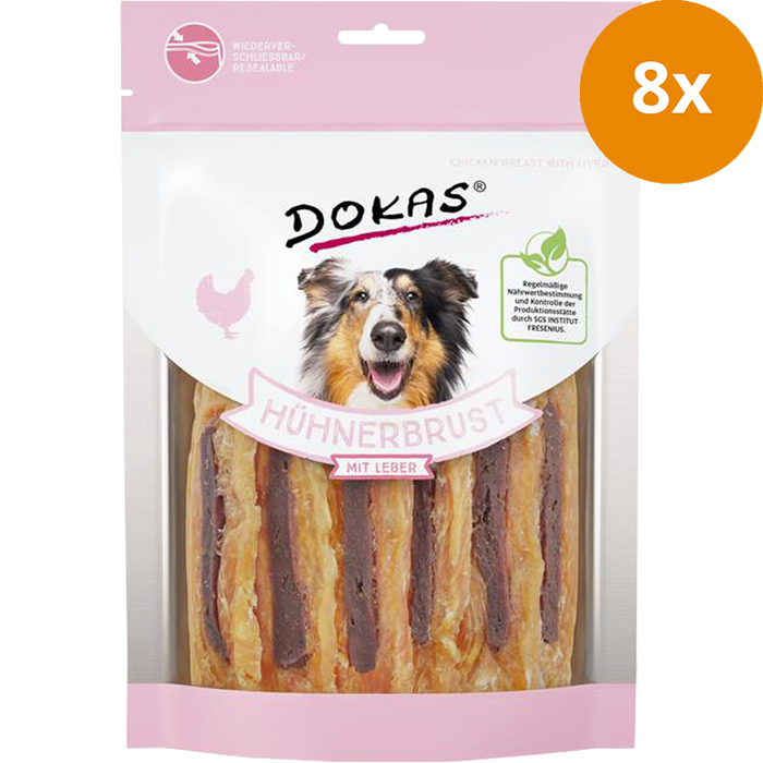 DOKAS Hühnerbrust mit Leber 220 g | Hundesnack
