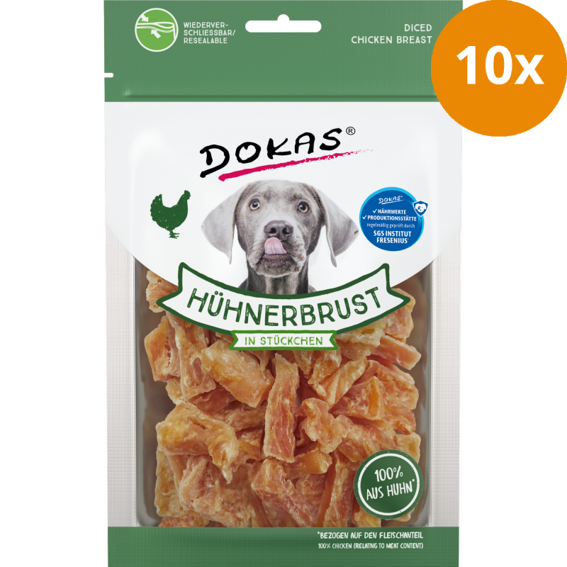 DOKAS Hühnerbrustfilet in Stückchen 70 g | Hundesnack
