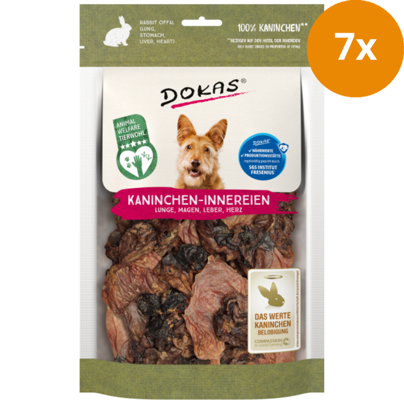 Dokas Dog Kaninchen-Innereien (Herz, Lunge, Magen, Leber) 100g