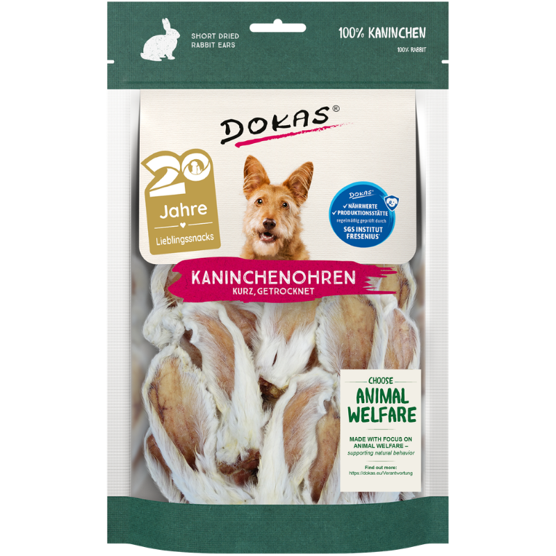 DOKAS Kaninchenohren 100 g | Hundesnack