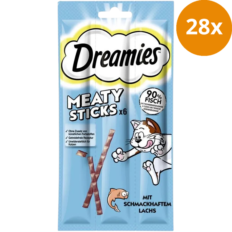 Dreamies Cat Snack Meaty Sticks Lachs 6x5g