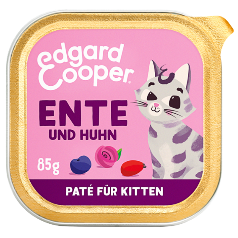 Edgard & Cooper Paté Kitten Freilaufente und Freilaufhuhn mit Blaubeeren, Rosenblüten und Hagebutten