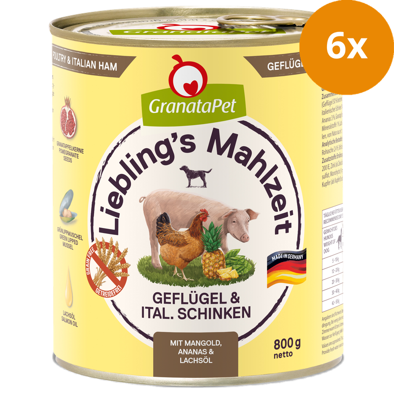 GranataPet Liebling's Mahlzeit Geflügel & italienischer Schinken 800 g