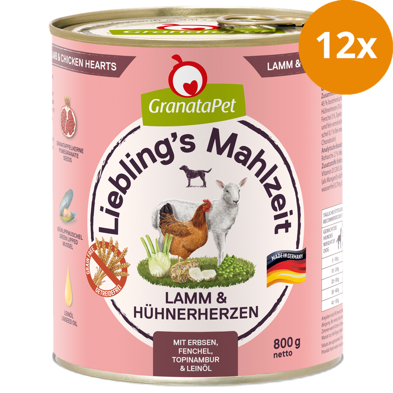 GranataPet Liebling's Mahlzeit Lamm & Hühnerherzen 800 g