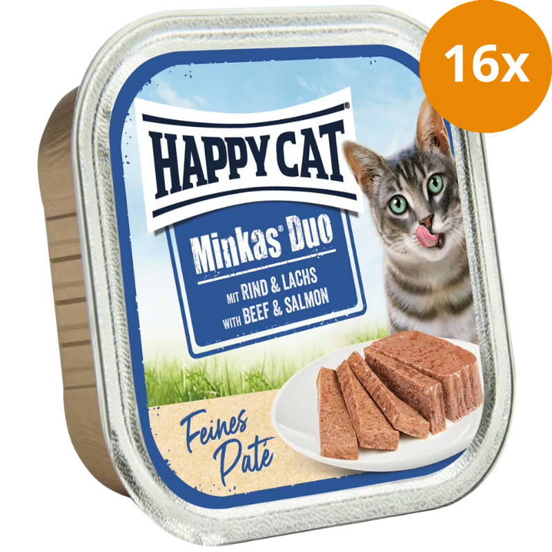 Happy Cat Minkas Schale Duo Rind & Lachs Paté 100 g