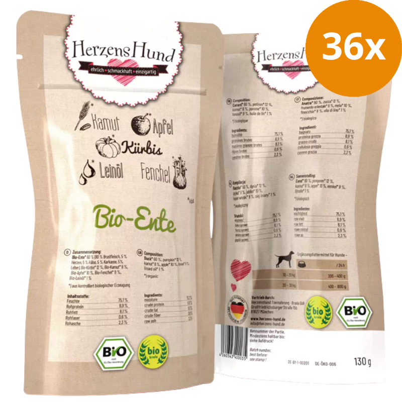 HerzensHund Bio Ente mit Bio Gemüse 130 g