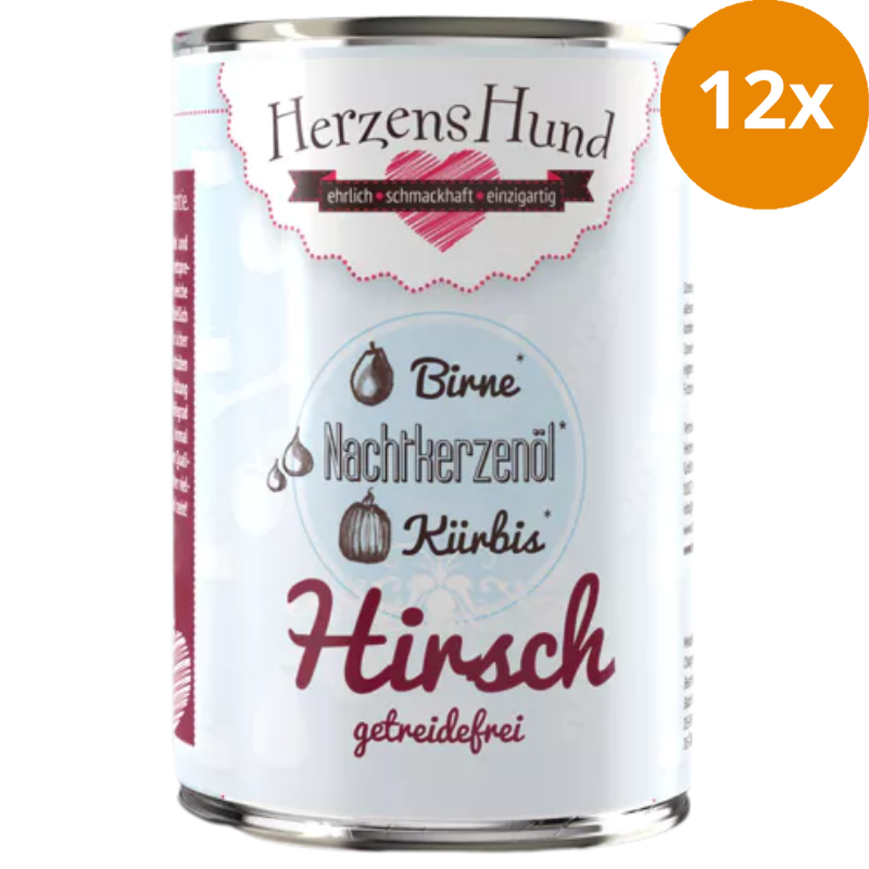 Herzenshund Hirsch mit Bio-Kürbis 400 g