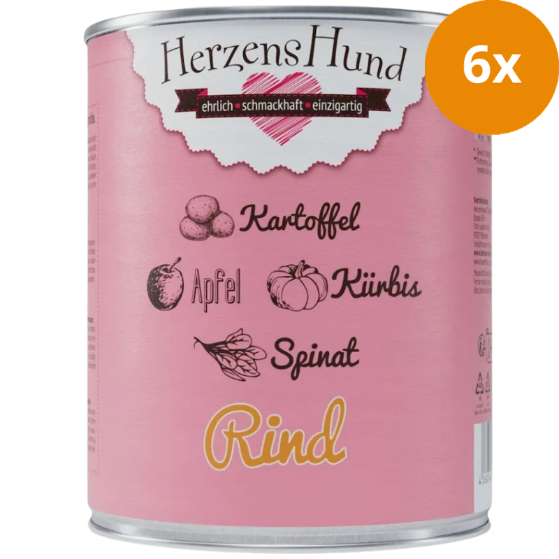 Herzenshund Rind mit Kartoffel, Kürbis, Apfel, Spinat, Leinöl 800 g