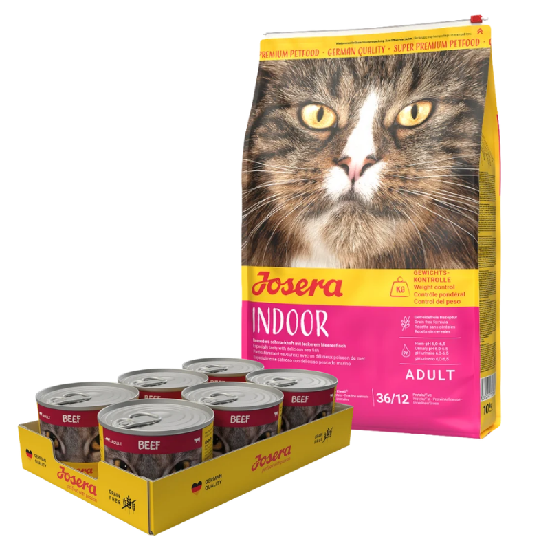 Josera Cat Indoor 10 kg + GRATIS Josera Cat Beef 6 x 200 g