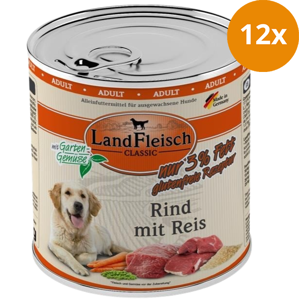 LandFleisch Dog Classic Rind mit Reis 800 g