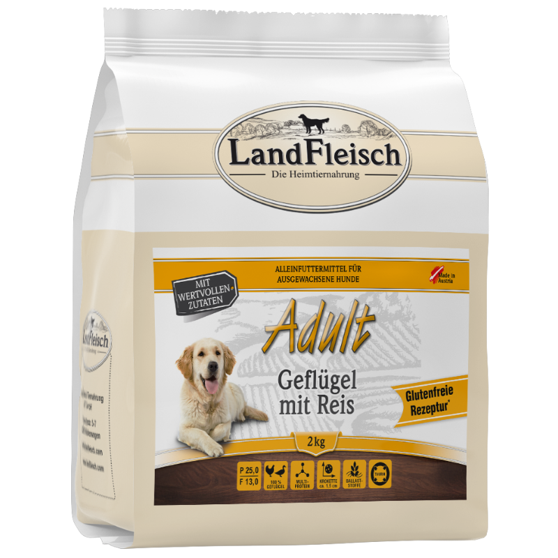 LandFleisch Dog Trocken Adult Geflügel mit Reis