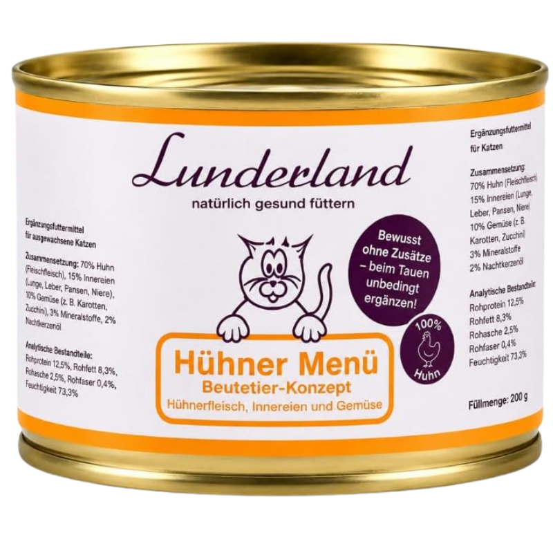 Lunderland Hühner Menü für Katzen 200 g