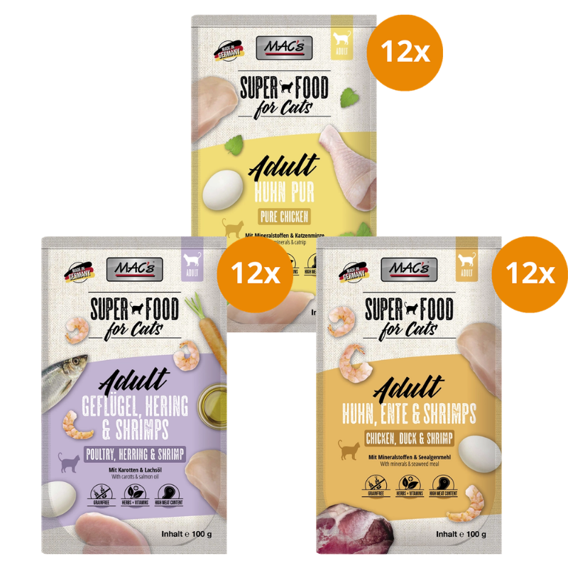 MAC’s Cat Pouch Probierpaket 100 g – Fisch & Geflügel Mix