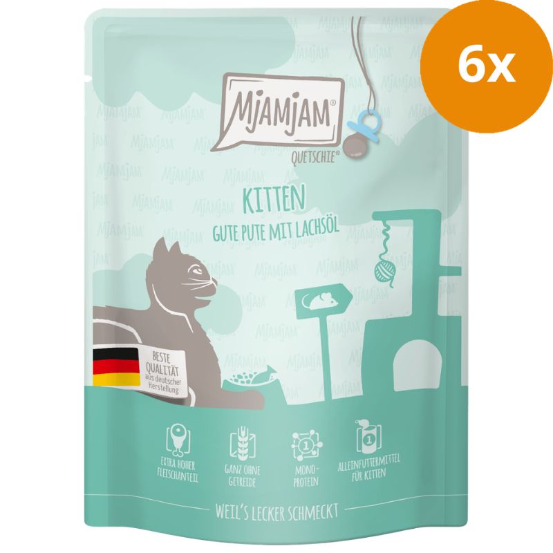MjAMjAM Quetschie Kitten Pute mit Lachsöl 300 g