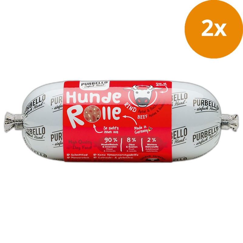 PURBELLO HundeRolle Rind mit Äpfeln & Buchweizen 200 g