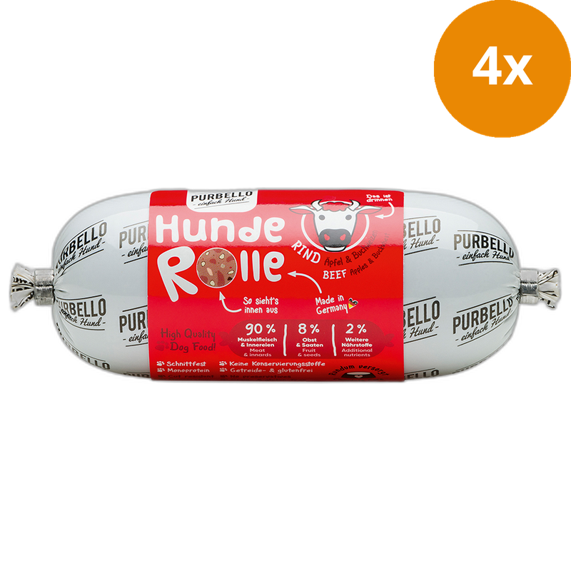 PURBELLO HundeRolle Rind mit Äpfeln & Buchweizen 200 g