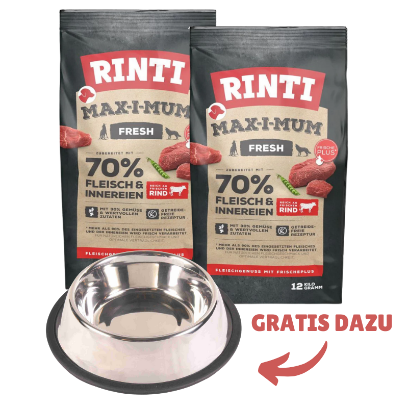 Rinti Max-i-Mum Rind 2 x 12 kg + GRATIS TRIXIE Napf
