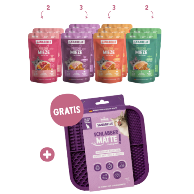 Sanabelle Freshe Mieze Aktionsbox Nassfutter + Schleckmatte