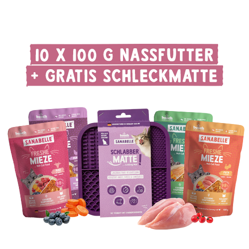 Sanabelle Freshe Mieze Aktionsbox Nassfutter + Schleckmatte