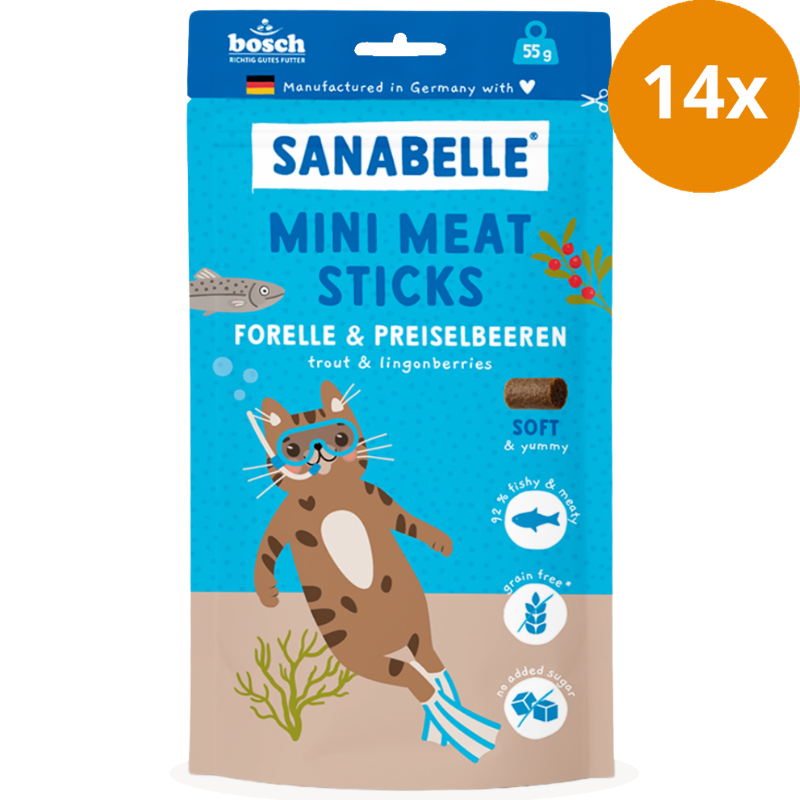 Sanabelle Mini Meat Sticks Forelle & Preiselbeeren 55 g