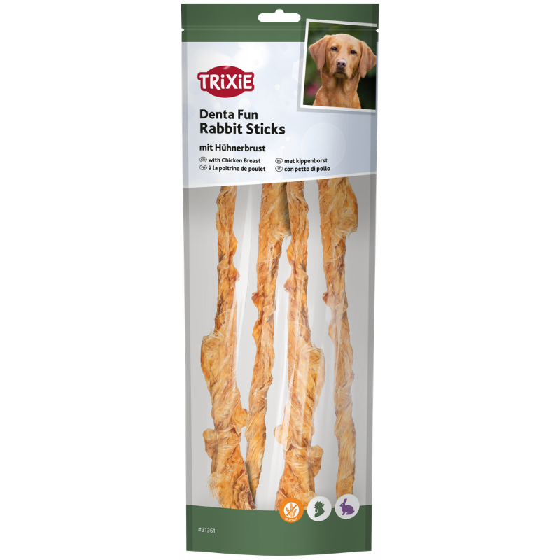 TRIXIE Denta Fun Rabbit Sticks mit Hühnerbrust