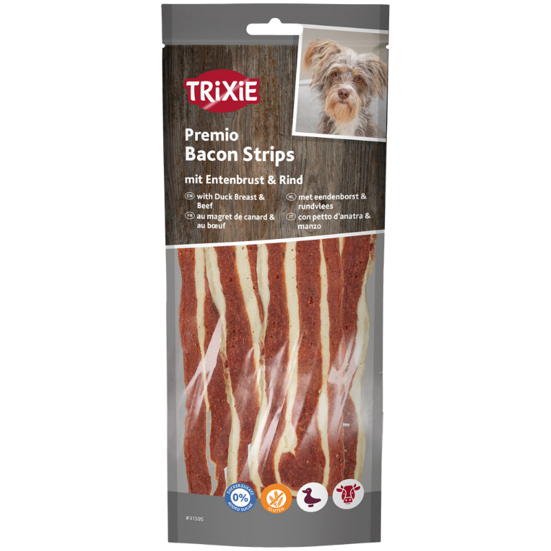 TRIXIE Premio Bacon Strips mit Entenbrust & Rind