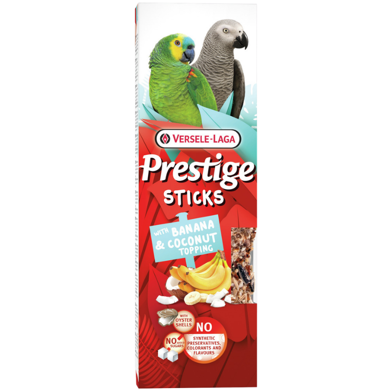 Versele Prestige Sticks Papageien mit Banane & Kokostopping